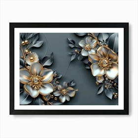 Gold And Silver Flowers Art Print