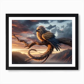 Lion-Bird at Dawn Fantasy Art Print