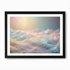 Abstract Image Of A Colorful, Textured Surface Resembling A Landscape Of Mountains And Valleys Made From A Creamy, Iridescent Substance Art Print