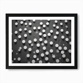 Abstract Image Of A Repeating Pattern Of White Circles With Shadows On A Dark Gray Background Art Print