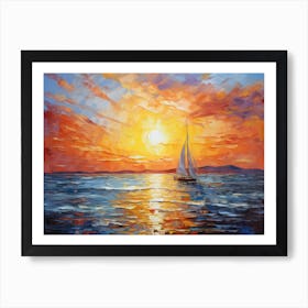 Sunset Sailboat 1 Art Print