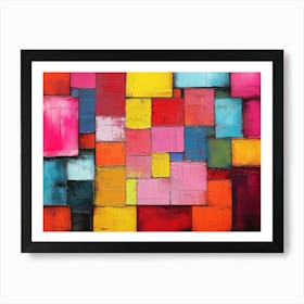 Abstract Rainbow Colour Palette Knife Oil Painting 2 Art Print