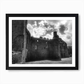 Castle Ruins In Black And White Art Print