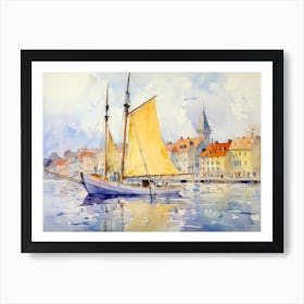 Watercolor Of A Boat Art Print