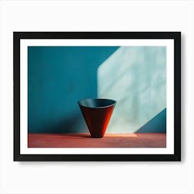 Black Vase In A Blue Room Art Print