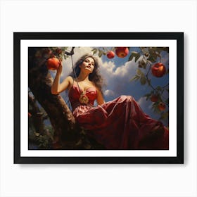 Upscaled Painting Of Woman Sitting On An Apple Tree In The Style O Cb1d9f41 3a7b 4a79 8531 Abb8a8886d06 Art Print