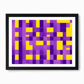 Purple And Yellow Squares background Art Print