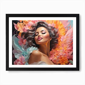 Woman With Flowers Art Print