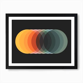 Graduated Colourful Circles On Dark Grey Art Print