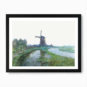 River Gein By Moonlight Background, Oil Painting, Piet Mondrian Poster