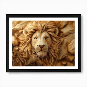 Lion Head Carving 2 Art Print