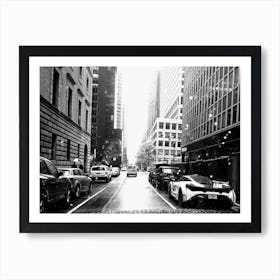 Manhattan Black And White Street Scene Art Print