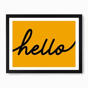 Hello Typography on Mustard Yellow Art Print