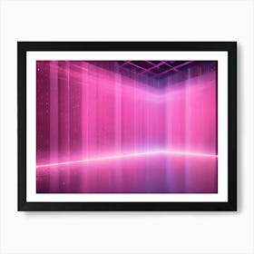 Abstract Image Of A Room With A Reflective Floor And Walls Illuminated With A Pink Neon Glow Art Print