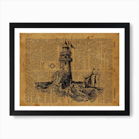 Lighthouse And Boat Art Print