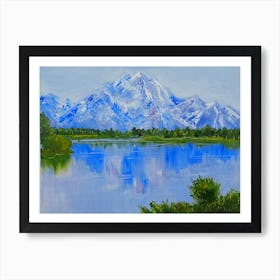 Mountains And Lake Landscape Art Print