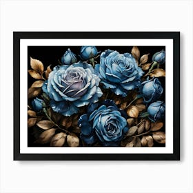 Default A Stunning Watercolor Painting Of Vibrant Blue Roses B 1 (1) Art Print