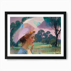 Woman In The Rain Art Print