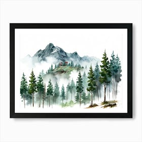 Watercolor Of Mountains 1 Art Print