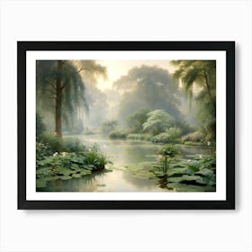 Misty Morning At The Botanical Garden 3 Art Print