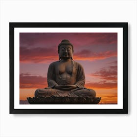 Buddha Statue At Sunset 1 Art Print