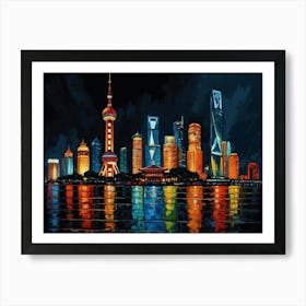 City at Night 1 Art Print