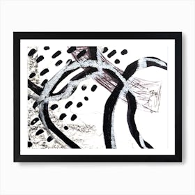 Abstract Painting Funky Black and White Art Print