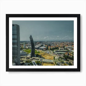 Panorama of the city of Milan, Skyscrapers against the blue sky Art Print