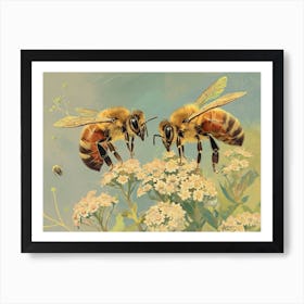 Floral Animal Illustration Honey Bee 2 Art Print