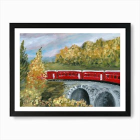 Train Into The Fall - Anton Maliar painting red ornage autumn nature landscape Art Print