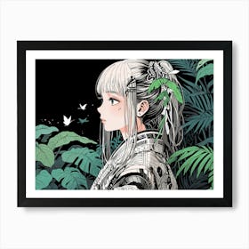 Girl In A Forest Art Print