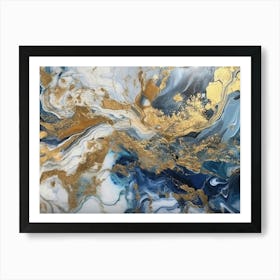 Gold And Blue Abstract Painting 1 Art Print