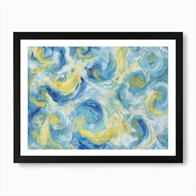 Blue And Yellow Swirls 1 Art Print