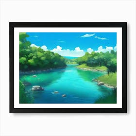 Sakura River Art Print