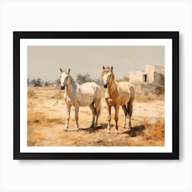 Horses Painting In Rajasthan, India, Landscape 2 Art Print