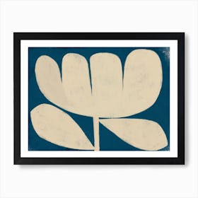 White Flower On Blue Art Print