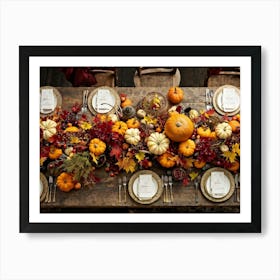 An Autumn Harvest Table Spanning Old Rustic Wooden Planks Teeming Under The Weight Of Vibrant Fre 1 Art Print