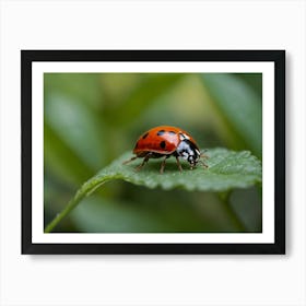 Ladybug On Leaf Art Print