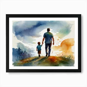 Father And Son Walking Father's Day 4 Art Print