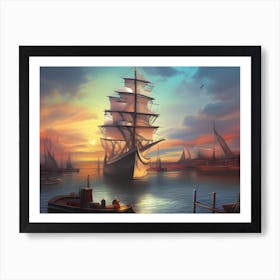 Ship In The Harbor Art Print