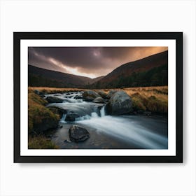 Cloudy Sky Over A Mountain Stream Art Print