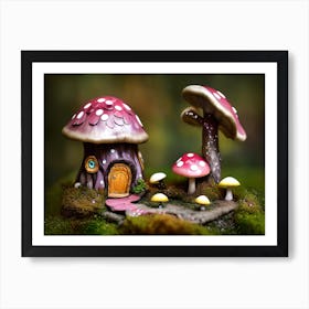 Red Mushroom Garden Art Print