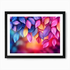 Elegant Colorful With Vibrant Leaves Hanging Branches Illustration Background 1 Art Print