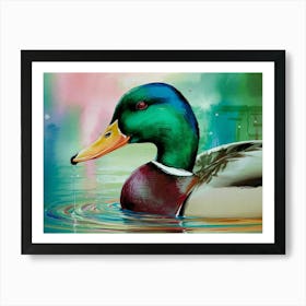 Duck In Water Art Print