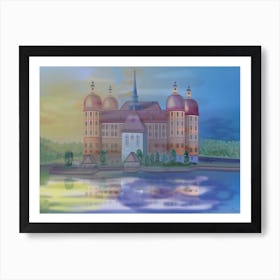 Landscape With Moritzburg Castle In The Fog On A Lake In Germany Art Print