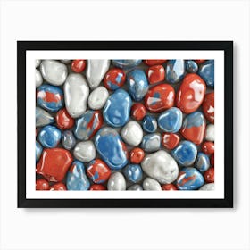 Red White And Blue Pebbles Art Print