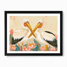 Floral Animal Illustration Pelican 4 Art Print