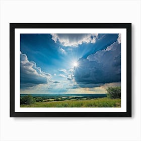 A Landscape Composition During Spring Transformation Into Summer Cumulus Clouds Dominating The High (2) Art Print