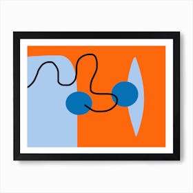 Vibrant Orange And Blue Abstract Art Print