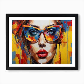 Colorful Woman With Sunglasses 1 Art Print